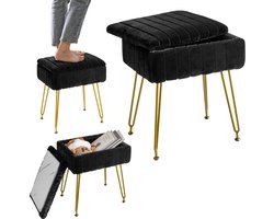 MKSS® Make up Stoel - Kaptafel Kruk - Visagie - Zwart met Goud