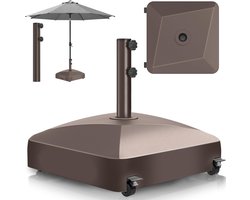 MKSS® Parasolvoet op Wielen - Verrijdbaar - Weerbestendig - Bruin