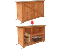 MKSS® Tuinkast Hout - Tuinkist - Tuinkasten voor Buiten - Tuinberging - 130x60x90cm