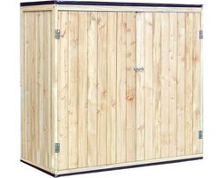 MKSS® Tuinkast Hout - Tuinkist - Tuinkasten voor Buiten - Tuinberging - 140x60x130cm - Licht Bruin met Zwart