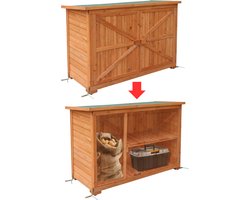 MKSS® Tuinkast Hout - Tuinkist - Tuinkasten voor Buiten - Tuinberging - 60x130x100cm - Bruin
