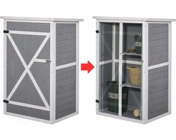 MKSS® Tuinkast Hout - Tuinkist - Tuinkasten voor Buiten - Tuinberging - 75x50x115cm - Grijs met Wit