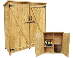 MKSS® Tuinkast Hout - Tuinkist - Tuinkasten voor Buiten - Tuinberging XXL - 130x50x155cm
