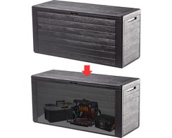 MKSS® Tuinkast - Tuinkist - Tuinkasten voor Buiten - Tuinberging - Kunststof - 120x50x20cm - Zwart met Grijs