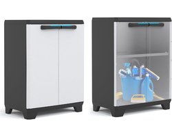 MKSS® Tuinkast - Tuinkist - Tuinkasten voor Buiten - Tuinberging - Kunststof - 40x70x100cm - Zwart met Wit