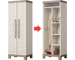 MKSS® Tuinkast - Tuinkist - Tuinkasten voor Buiten - Tuinberging - Kunststof - 65x45x180cm - Beige