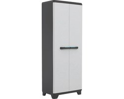 MKSS® Tuinkast - Tuinkist - Tuinkasten voor Buiten - Tuinberging - Kunststof - 70x40x180cm - Zwart met Licht Grijs