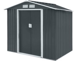 MKSS® Tuinkast - Tuinkist - Tuinkasten voor Buiten - Tuinberging - Metaal - 130x215x185cm - Grijs