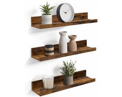 MKSS® Wandplank - Houten Plank Wandmontage - Hoekrek Display Decor - Hoekplank - Organizer voor Slaapkamer Keuken Badkamer - Vintage Bruin