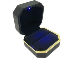 MKStore - Zwarte fluwelen ringdoos met LED-licht, sieraden display voor verlovingsringen