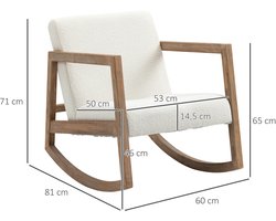 ML 38 Schommelstoel met Houten Frame- Gestoffeerde Ontspanningsstoel - Lounegstoel met Gevoerde Zitting, Rubberhout