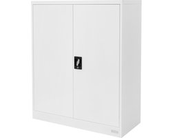 ML-Design Afsluitbare archiefkast, 90x40x109 cm, wit, staal, 3 in hoogte verstelbare planken, kantoorkast met 2 deuren, metalen kast Stalen opbergkast Materiaalkast