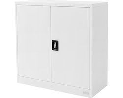 ML-Design Afsluitbare archiefkast, 90x40x90 cm, wit, staal, 2 in hoogte verstelbare planken, kantoorkast met 2 deuren, metalen kast Stalen opbergkast Materiaalkast