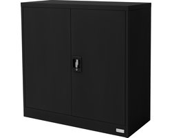 ML-Design Afsluitbare archiefkast, 90x40x90 cm zwart, staal, 2 in hoogte verstelbare planken, kantoorkast met 2 deuren, metalen kast Stalen opbergkast Opbergkast Materiaalkast