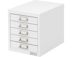 ML-Design archiefkast met 5 laden, 28x38x33 cm, wit, metalen ladekast voor DIN A4, kantoorkast met etikethouder, stalen kast metalen kast gereedschapskast opbergkast