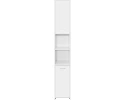 ML-Design Badkamermeubel wit, 30x190x30cm, hoge kast voor badkamer,badkamermeubel met 6 vakken en 2 deuren,veel opbergruimte, badkamer plank gemaakt van MDF hout,smalle kast, opbergkast badkamermeubel