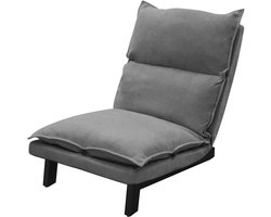 ML-Design comfort vloerstoel grijs verstelbare rugleuning linnen hoes robuust metalen frame zitkussen voor op de grond lage loungebank ideaal als relaxzetel meditatiestoel en vloerkussen geschikt voor tv-gaming woonkamer buiten strand leesstoel