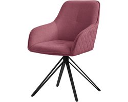 ML-Design eetkamerstoel draaibaar van textiel geweven stof, antiek roze, woonkamerstoel met armleuning, rugleuning, 360° draaibare stoel, gestoffeerde stoel met metalen poten, keukenstoel lounge stoel