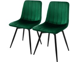 ML-Design Eetkamerstoelen 360° draaibaar, set van 2 stoelen in gestoffeerd fluweel, draaistoel met rugleuning, stevige verstelbare metalen poten voor de keuken en woonkamer tot 120 kg, moderne keukenstoelen met een comfortabele vulling, donkergroen