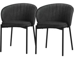 ML-Design eetkamerstoelen set 2 stuks antraciet gestoffeerde stoelen metalen poten comfortabele moderne dining chairs zachte zitting ergonomische rugleuning voor keuken eettafel woonkamer scandinavisch design eethoek zitstoel set stoelen