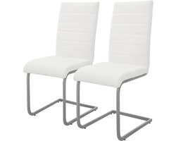 ML-Design eetkamerstoelen set van 2 zwart schommelstoel, sledestoel met hoge rugleuning, ergonomische keukenstoelen van kunstleer & metaal moderne gestoffeerde stoel voor eettafel & woonkamer