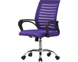 ML-Design ergonomische bureaustoel, paars, in hoogte verstelbare bureaustoel met armleuningen, computerstoel met ademende netbekleding, schommelfunctie, 360° draaibare stoel met wieltjes, gaming stoel