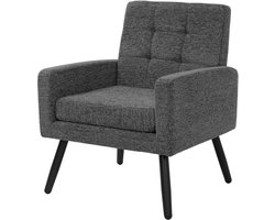 ML-Design Fauteuil 66.5x80x63.5 cm antraciet, moderne loungestoel serie, comfortabele relaxstoel met armleuningen en gevlochten bekleding, robuust stalen frame met een draagvermogen tot 150 kg, luxe en stijlvolle stoffen loungestoel voor uw woonkamer