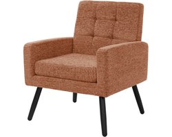 ML-Design Fauteuil 66.5x80x63.5 cm rood, moderne loungestoel serie, comfortabele relaxstoel met armleuningen en gevlochten bekleding, robuust stalen frame met een draagvermogen tot 150 kg, luxe en stijlvolle stoffen loungestoel voor uw woonkamer