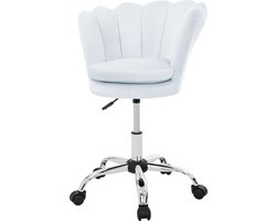 ML-Design fluwelen bureaustoel licht lichtblauw kaptafel stoel met schelpvormige rug draaibare kinderstoel met wielen in hoogte aanpasbaar gestoffeerde relaxfauteuil slaapkamer ergonomische werkstoel