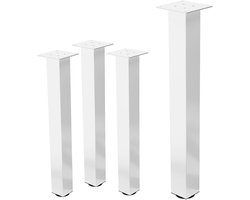 ML-Design I-Design meubelpoten set van 4 tafelpoten 72 cm wit stalen vierkant profiel 8x8 cm in hoogte verstelbaar metalen kastpoten onderstelvoeten voor meubels slaapbanken tafellopers banken banklopers industrieel ontwerp