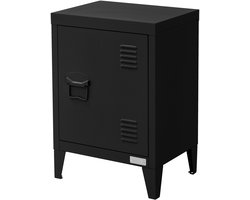 ML-Design nachtkastje bedkastje metalen kastje zwart 40x30x58 cm van staal linkerdeurgreep industrieel design slaapkamer nachtkastje enkele deur salontafel bijzettafel opbergkast archiefkast locker woonkamerkast stalen kast