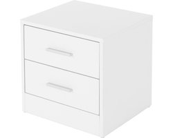 ML-Design Nachtkastje met 2 laden, wit, gemaakt van hout, 38 x 37 x 34 cm, aluminium handgrepen, nachtkastje ladenkastje nachtconsole bijzettafel, geschikt voor elk bed & slaapkamer of kantoor.