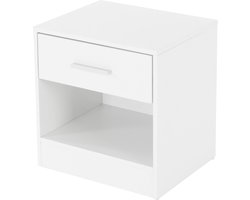ML-Design Nachtkastje met één lade en open vak, wit, gemaakt van hout, 36,5x38,5x30cm, aluminium handvat, nachtkastje nachtkastje bijzettafeltje, geschikt voor elk bed & slaapkamer