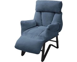 ML-Design Relaxfauteuil Blauw Woonkamerstoel Verstelbaar Linnen Bekleding Comfortabel TV-stoel met Armleuningen Voetenbank Loungestoel Oorfauteuil Leesstoel Eenpersoonsbank met Zijzakken
