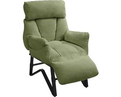 ML-Design Relaxfauteuil Groen Woonkamerstoel Verstelbaar Linnen Bekleding Comfortabel TV-stoel met Armleuningen Voetenbank Loungestoel Oorfauteuil Leesstoel Eenpersoonsbank met Zijzakken