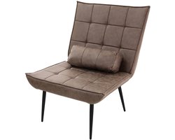 ML-Design Relaxstoel met lendenkussen en schuimvulling, moderne relaxfauteuil van bruin pu kunstleer voor woonkamer, slaapkamer en kantoor, comfortabele fauteuil met metalen poten en ergonomische rugleuning, draagvermogen tot 120 kg, bruin
