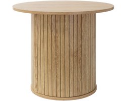 ML-Design salontafel rond bruin houtlook Ø60x40 cm woonkamer bijzettafel modern klassiek design houten koffietafel compact rond tafeltje voor thee koffie snacks stijlvolle woondecoratie decoratieve grijze tafel industrieel woonkamermeubel