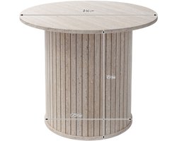ML-Design salontafel rond steenlook beige Ø60x40 cm woonkamer bijzettafel modern klassiek design houten koffietafel compact rond tafeltje voor thee koffie snacks stijlvolle woondecoratie decoratieve grijze tafel industrieel woonkamermeubel