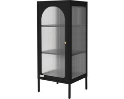 ML-Design vitrinekast 42 x 102,5 x 40 cm zwart smal design met 3 opbergruimtes en 1 deur metalen kast van staal industriële uitstraling boekenkast archiefkast kantoormeubel moderne woonaccessoire