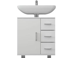 ML-Design Wastafelonderkast wit 60x60,8x33cm wastafelonderkast met deur, 3 lades, veel opbergruimte, wastafelonderkast van MDF hout, badkamermeubel wastafelmeubel badkamermeubel