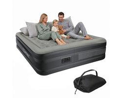 ML-Design zelfopblazend luchtbed tweepersoons luchtbed 203x157x47 cm elektrische pomp 230v inclusief opbergtas comfortabel kamperen thuis logeerbed vakantie draagbaar reisbed tweepersoonsbed queensize bed slaapmat