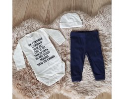 MM Baby cadeau geboorte meisje jongen set met tekst aanstaande zwanger kledingset Baby Rompertje met tekst aankondiging bekendmaking zwangerschap cadeau voor de liefste aanstaande opa en oma oom tante papa mama broer zus lockdown corona