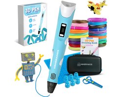 MM Brands 3D Pen Starterspakket - Inclusief 100m Filament in 10 Kleuren - Extra Lange Laadkabel - Geschikt voor ABS & PLA Filament - Blauw