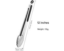 Mmgoqqt - 1-Delige Set - Keukentang - Serveertang - BBQ Tang - RVS - Zwart - Vaatwasserbestendig - Keukengerei - Keukengadget
