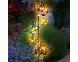 Mmgoqqt 1 Stuk - Solar Tuinverlichting Sfeerverlichting - Vlinder Shepherd Haak IJzeren Grasland Lamp - Geel Licht