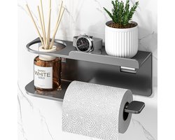 Mmgoqqt 1-Stuks Grijze WC Rol Houder Met Plank - Badkamer Organizer - Roestvrij Staal - Schroef Bevestiging