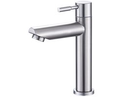 Mmgoqqt - Badkamerkraan - Alleen voor koud water - Handwaskraan met duurzame messing en chromen afwerking - Uitneembare perlator - Eenvoudig te reinigen of te vervangen