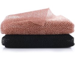 Mmgoqqt Bubble sauna - handdoekAfrikaanse Netspons - 2-Stuks - Exfolierend - Badnet - Zwart Bruin - Nylon - Voor Lichaam Rug