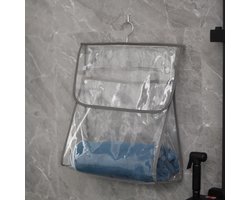 Mmgoqqt - Doorzichtige PVC opbergtas - Waterdichte douche-organizer - Met metalen haak - Verkrijgbaar in grijs en wit - Kan gebruikt worden om handdoeken en toiletartikelen in op te bergen