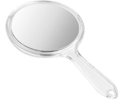 Mmgoqqt - Dubbele Zijkspiegel Met Handvat - 3x Vergroting - Rond Make-upspiegel - 12,5Cm Spiegeldiameter - ABS Kwaliteitsspiegel